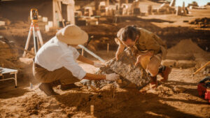 Two anthropologists on a dig