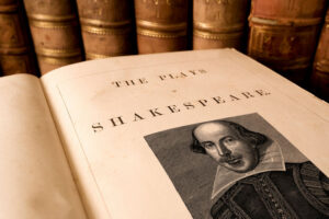 Book open to The Plays of Shakespeare