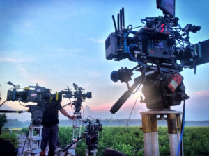 Morning on the film set with cameras ready