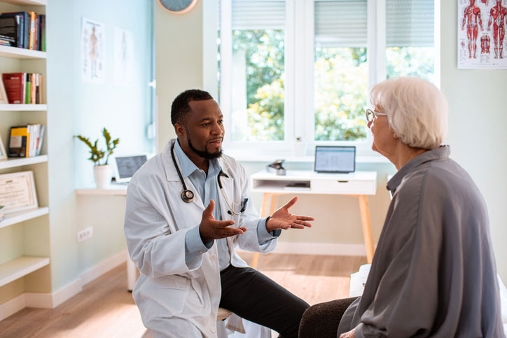 Pre-med student become dr. with patient