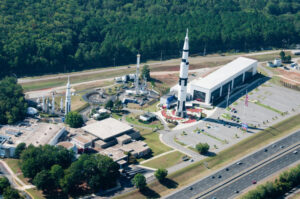 Space complex with rockets