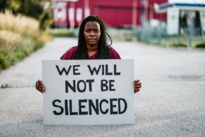 Woman protesting streets