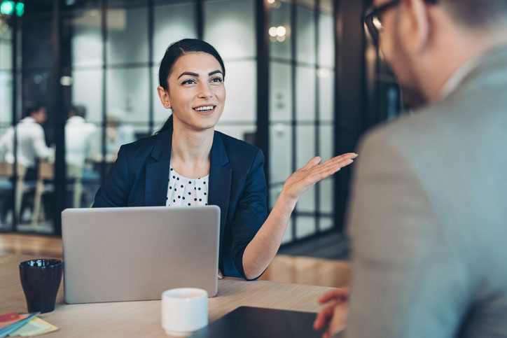 Woman talking in meeting