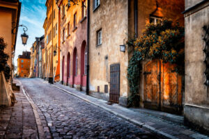 Birch Street in Warsaw, Poland