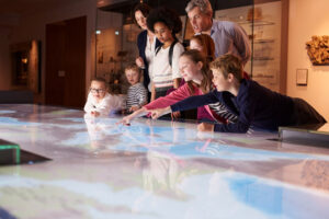 Class on field trip in museum