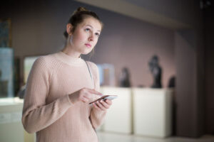 Female visiting a museum