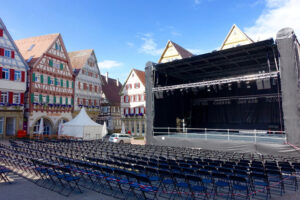 Outdoor stage and chairs for event in Herrenberg, Germany