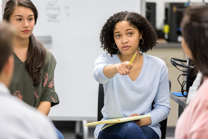 Students in discussion in class