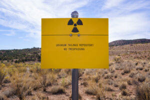 Yellow sign for Uranium Repository