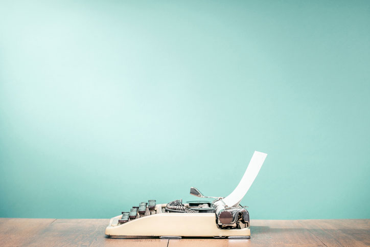 Writing typewriter on desk