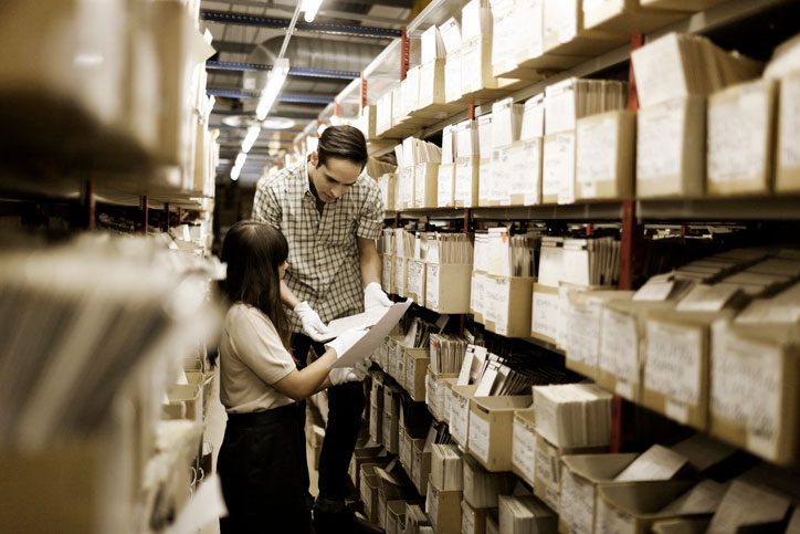 Man and woman working at Hulton Archives