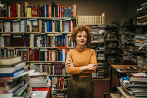 Proud female archivist in office