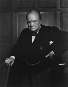 Winston Churchill portrait in black and white