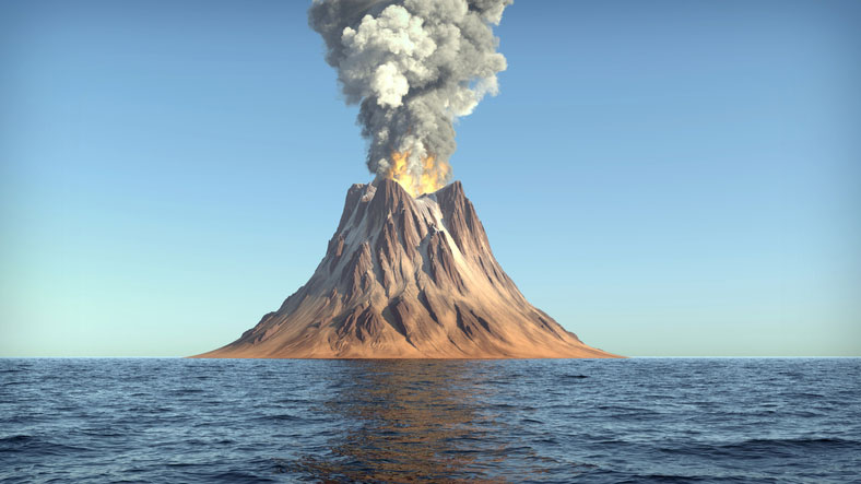 Volcano erupting