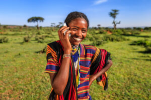 Ethiopian using mobile phone