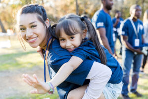 Volunteering together at park