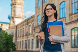 Female college student on college campus